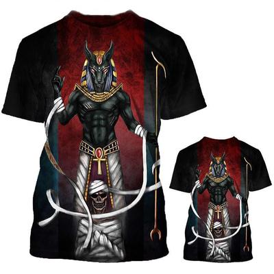 Egyptský faraon potištěná pánská trička letní retro móda Anubis potištěné tričko s krátkým rukávem pánské volné topy s výstřihem