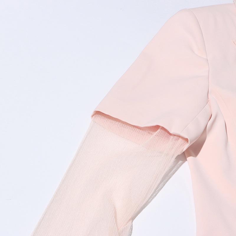 2025 Women's Autumn Commuter Long Sleeve Suit Jacket with Lapel and Sheer Paneling
