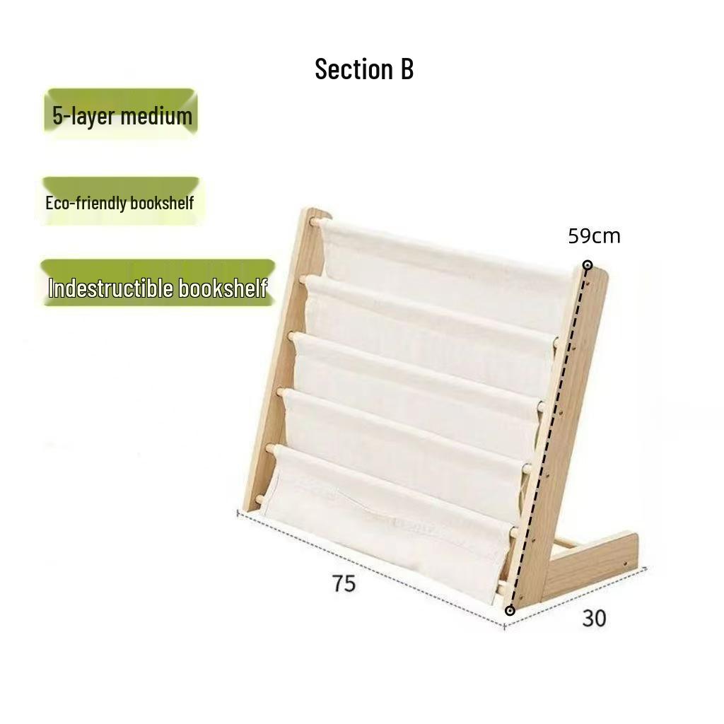 Solid Wood Children's Bookshelf - Floor Standing Storage for Kids' Room or Kindergarten