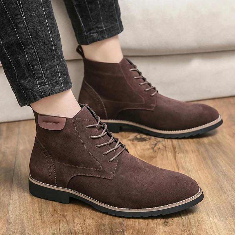 Pointed Toe Chelsea Boots Leather Men Winter Boots Winter Shoes for Men 2025 Male Boots Mens Ankle Shoes Zapatillas Male Hombre