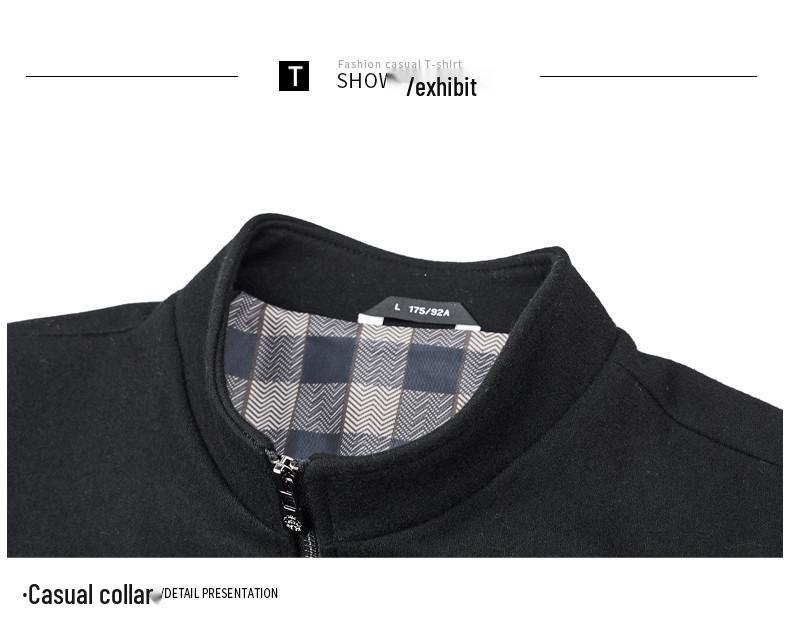 Men's Thick Warm Wool Tweed Stand-Collar Jacket for Spring and Autumn - Ideal for Middle-Aged Business Casual Wear