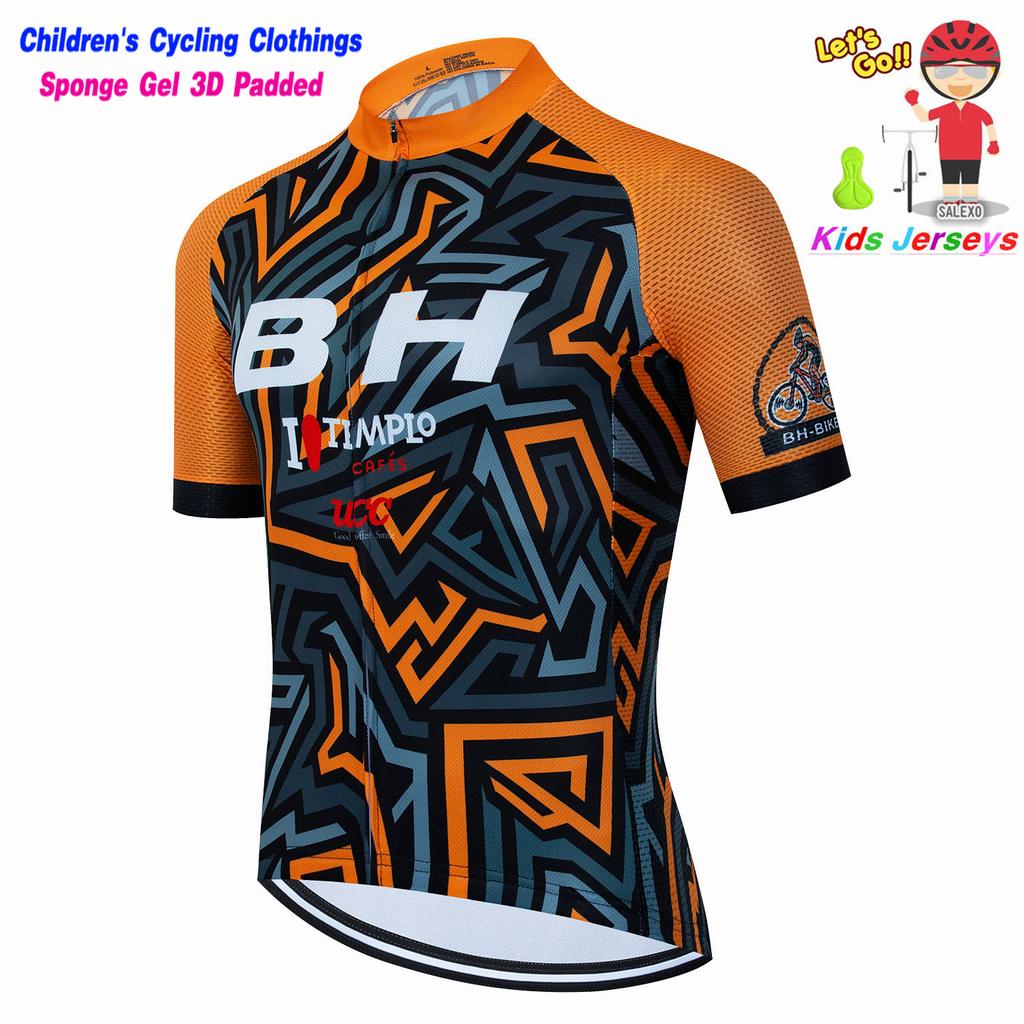 BH Kids Cycling Jersey Set Short Sleeve Children Bike Clothing Breathable Quick Dry Boys Summer Bicycle Wear Maillot Ciclismo