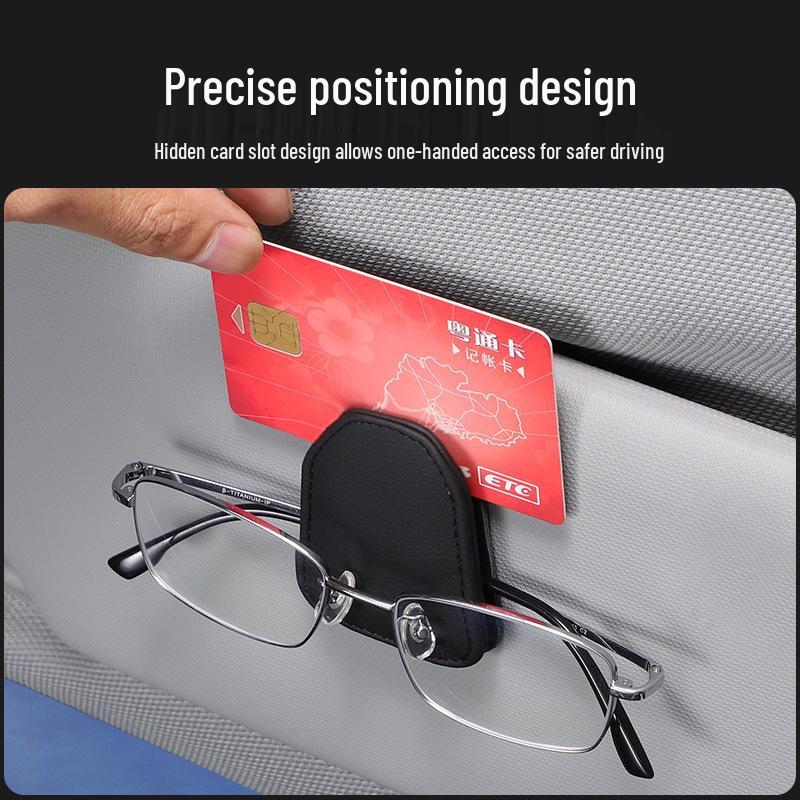 Multifunctional Car Visor Clip and Card Holder with Microfiber Leather