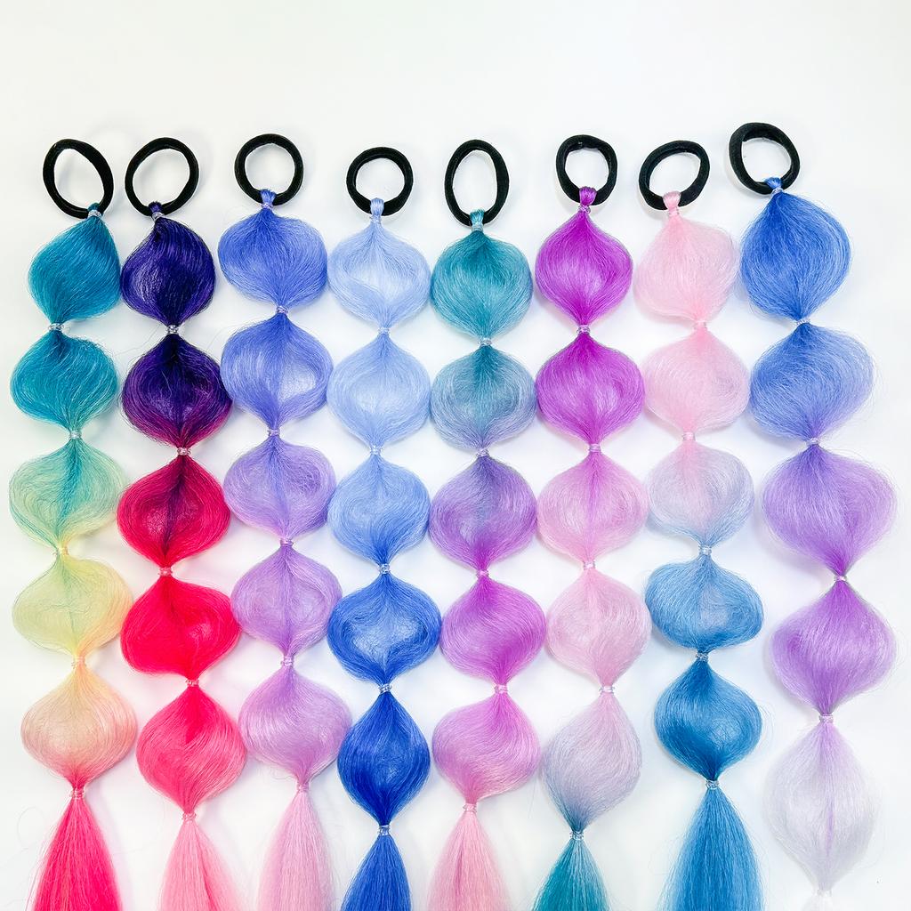 Fashion Braid Sweet Hair Ties Girl Gradient Cherry Blossom Powder Twist Long Braid Wig Hairbands Party Dating Hair Accessories
