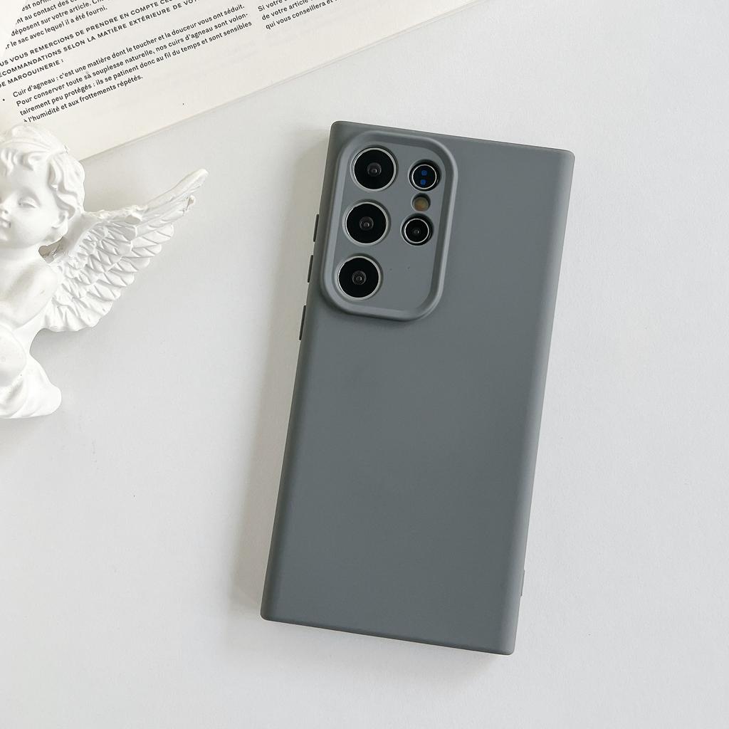 Applicable to Samsung S25Ultra liquid silicone S24 soft case flocking solid color mobile phone case simple s23 protective case