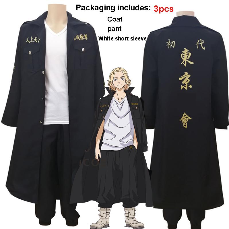 Anime Tokyo Avengers Ryuguji Kente Cosplay Kostüme Manjiro Jacke Mantel Top Hose Schwarz Team Uniform Uniform Anzug Erwachsene Halloween Outfits