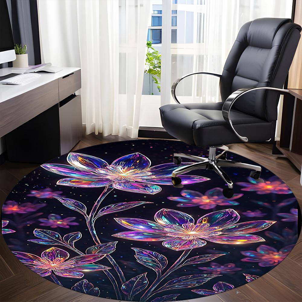 1pc Floral Fantasy Office Round Area Rug, Indoor Mat Suitable ForOffice, Under Office Chairs Bedroom Living Room Home Decor, Room Decot127