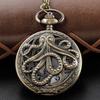 Renoj Luxury Bronze Cthulhu Octopus Pocket Watch - Hollow Out Case Quartz Steampunk Pendant Necklace