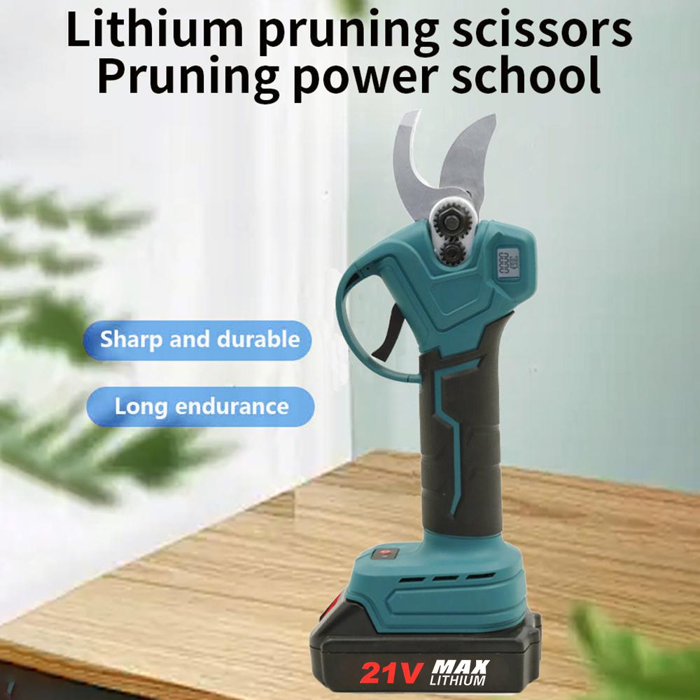 21V Electric Pruning Shears Cordless Pruner with Powerful Brushless Motor 3cm Diameter Cutting LCD Display 2Pcs 2000mAh
