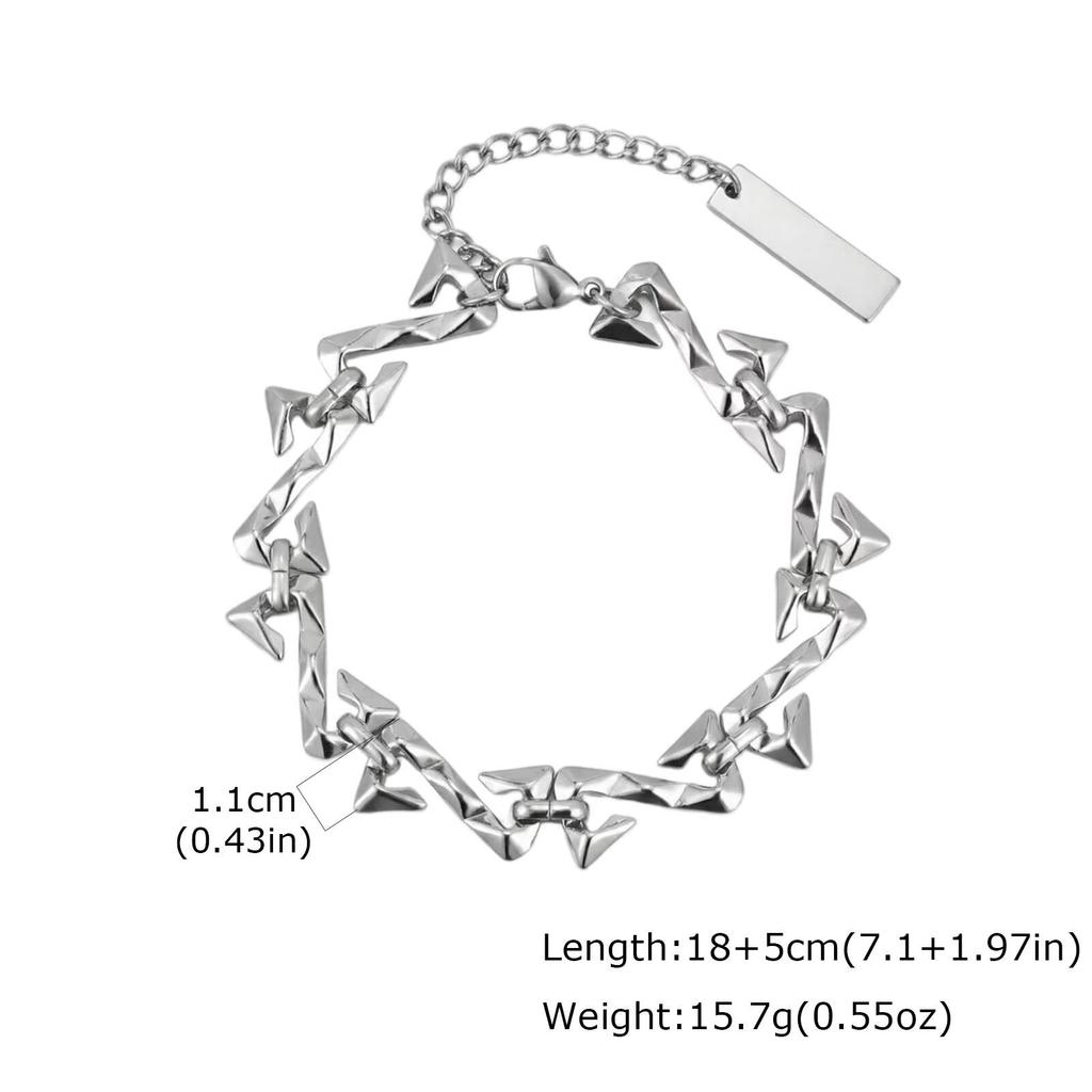 Vnox Buchstaben Z Dornenarmband für Herren, Edelstahl Punk-Stil Verstellbare Kette 18-23cm, 11mm Breit Silberfarbene Armbänder Neu