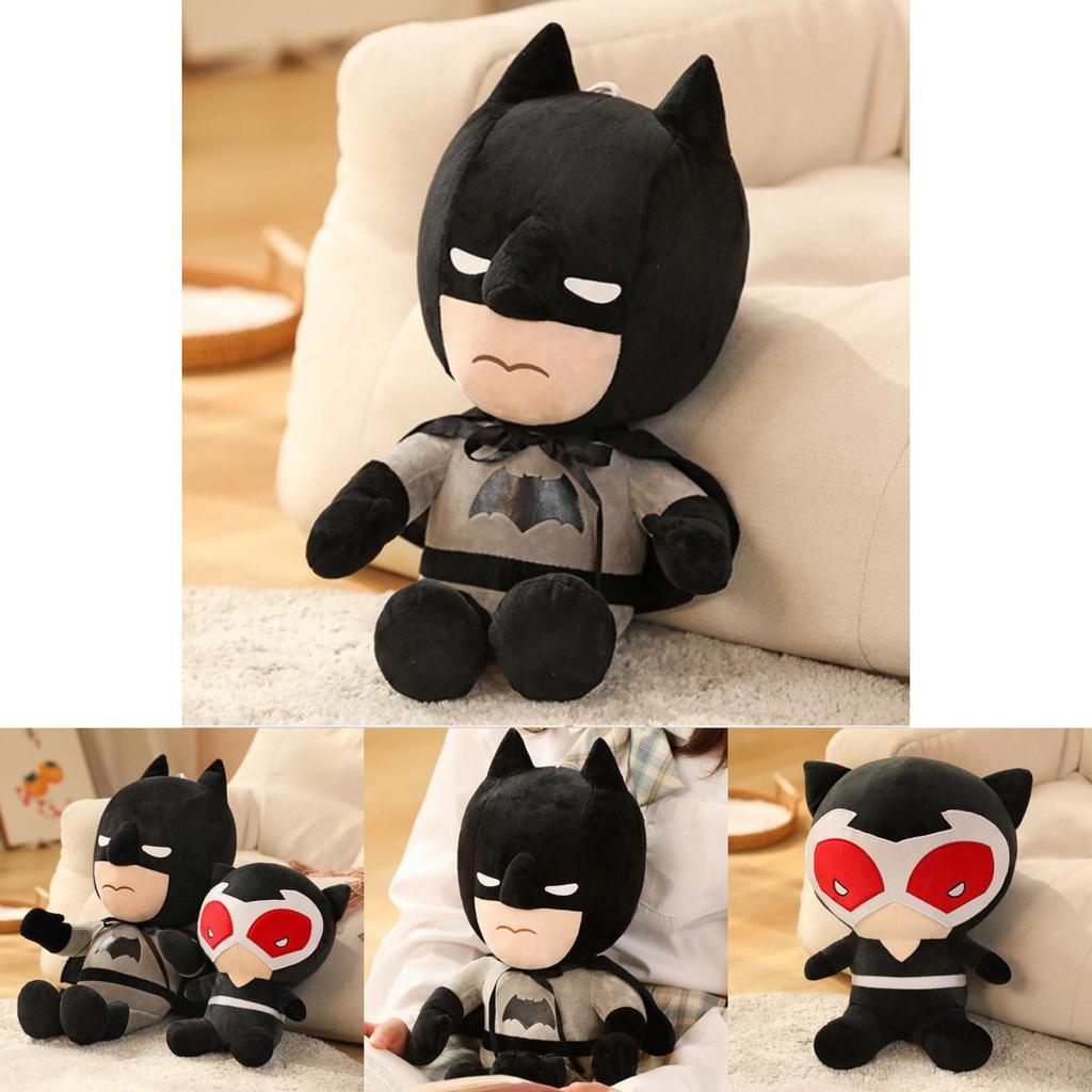 Dc Batman Plush Toy Soft Stuffed Doll Kids Fans Gift Black Red Anime Factory