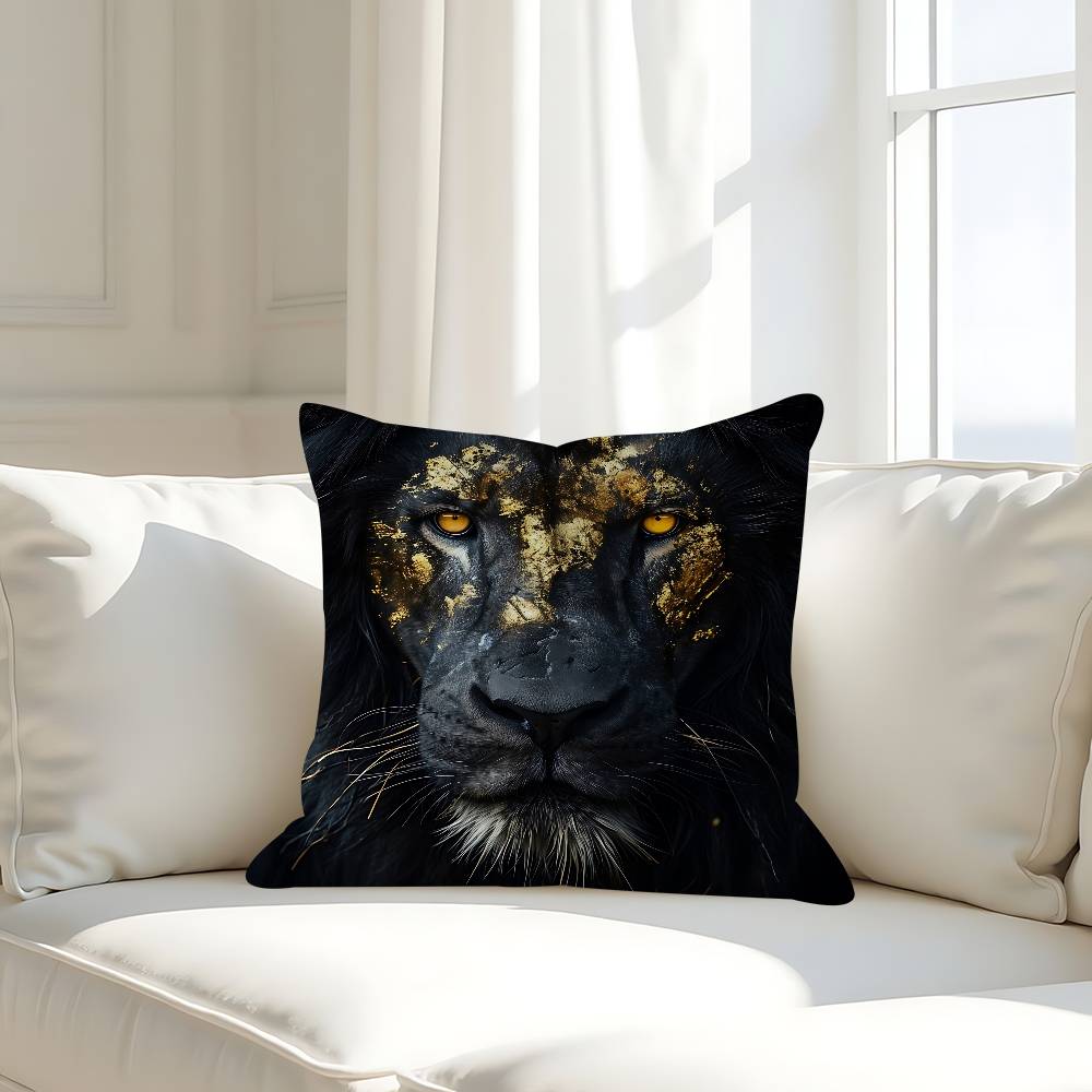 Black Gold Eagle Lion Pillowcase Toon Gift Cushion Cover Bedroom Home Sofa Chair Seat Decor Pillow Case