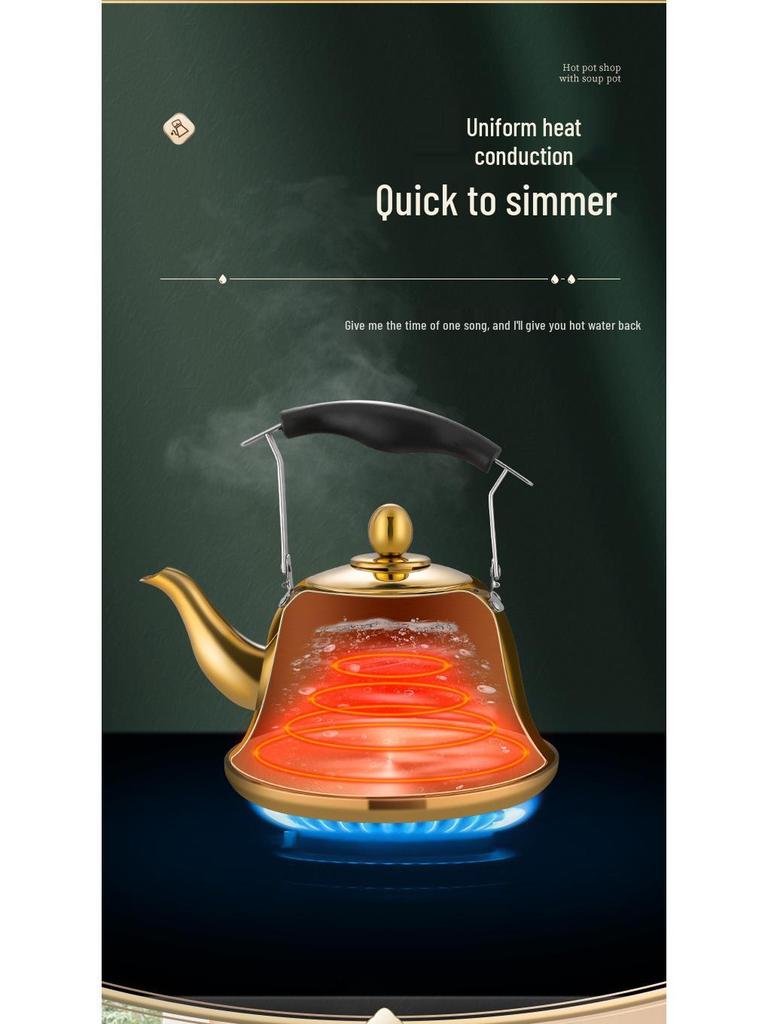 Commercial Stainless Steel Whistling Kettle for Tea & Soup Refill in Restaurants & Homes