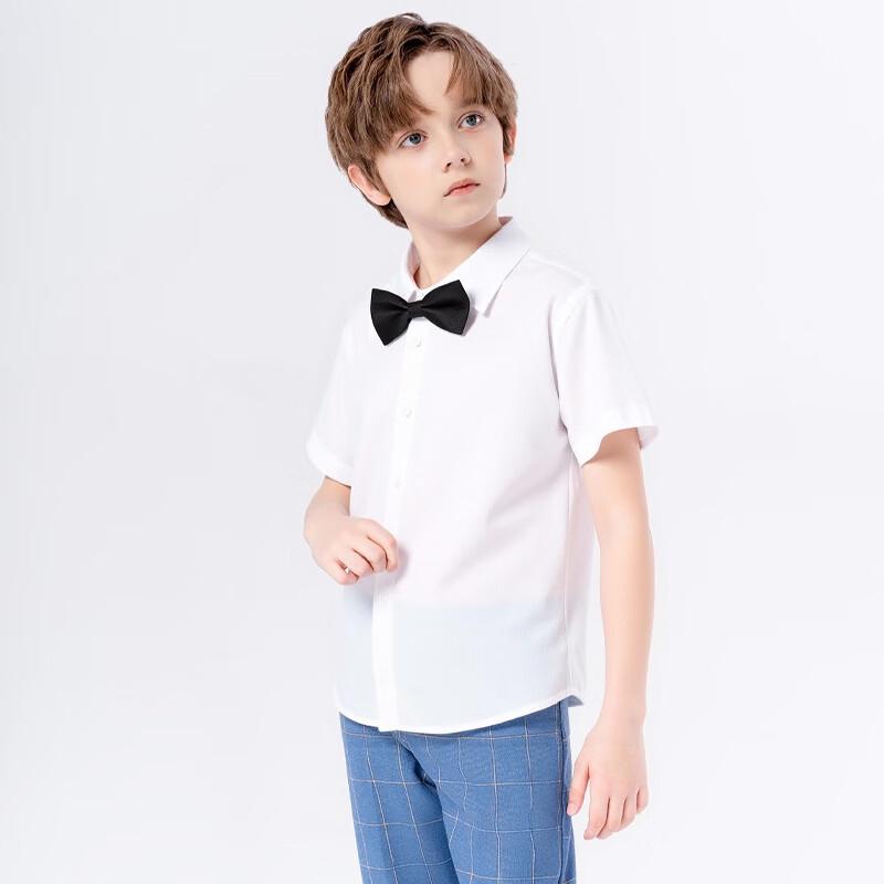 Boys' Short-Sleeve White Shirt for Summer & Performance