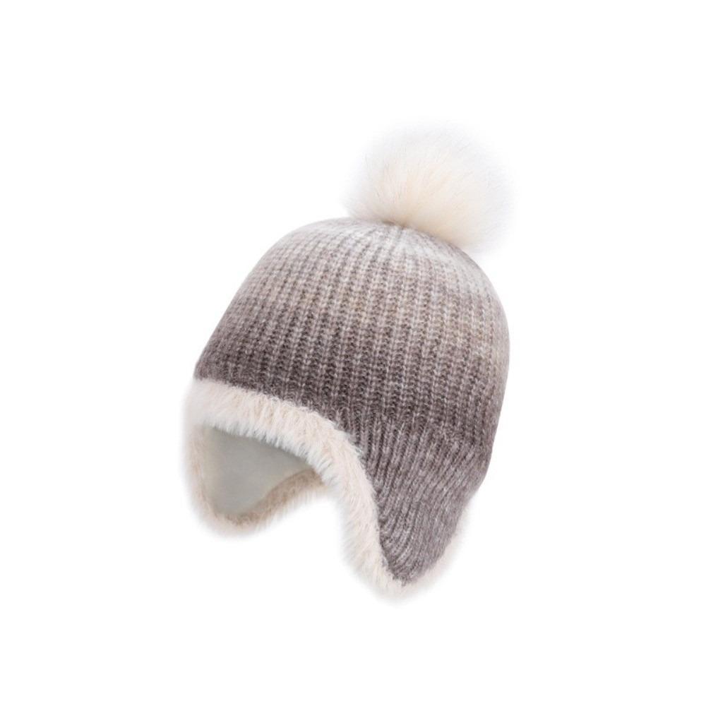 Multicolor Kids Knitted Hat Hairball Beanie Cap Cute Knitted Bucket Hat Autumn