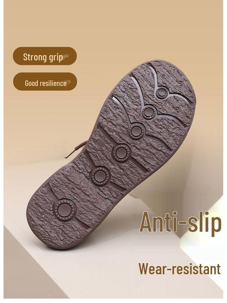 Genuine Leather Non-Slip Soft Sole Loafers for Middle-Aged & Elderly Women - Casual Spring & Autumn Style