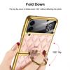 Luxury Plating Leather Case For Samsung Galaxy Z Flip 4 5g Shockproof Hard Cover Stand For Samsung Z Flip4 Case With Ring Holder