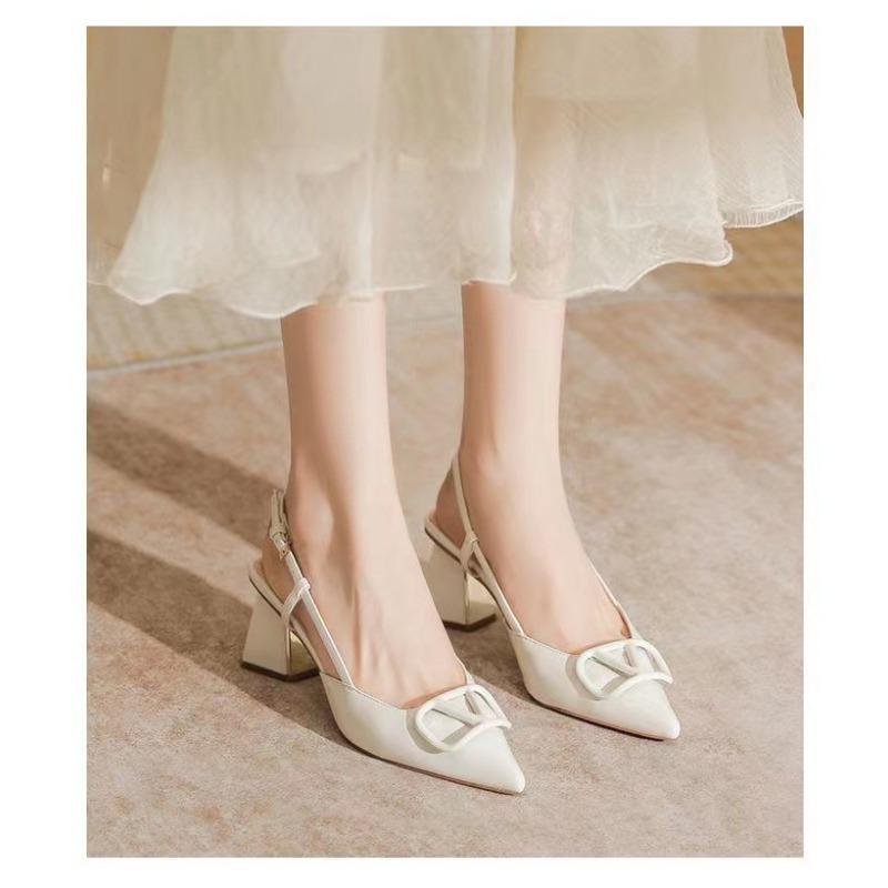 Pearl Mary Jane Single Shoes Women's New Thick Heel Square Head One-word Buckle High Heels Medium Heel Versatile Patent Leather