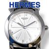 Used Hermes HERMES H Watch Rondo HR1.210 Light Silver Dial Leather Strap Quartz QZ SS Ladies Watch Brand Good Condition Working