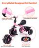 Toddler Tricycle for 2-5 Year Old, Folding Kids Trike with Adjustable Seat, Storage, Carbon Steel Frame, Handlebar Grips for Outdoor Play, Tricycle