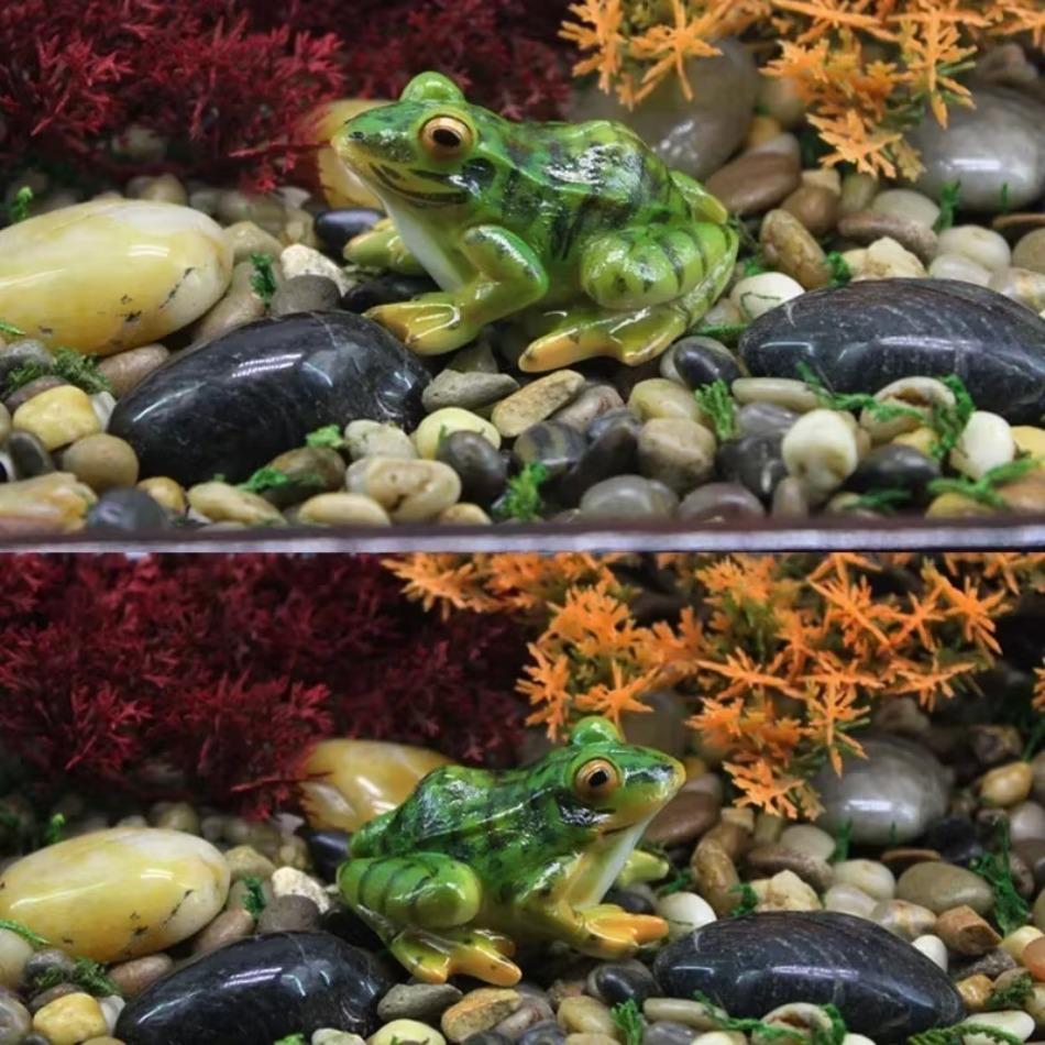 Urocza Żaba Dekoracyjna z Żywicy Statua DIY Ogród Zewnętrzny Bonsai Dekoracja Sklepu Rzeźba Zwierzęca na Biurko Ozdoba do Dekoracji Ogrodu