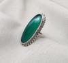 Green Onyx Gemstone Ring: 925 Sterling Silver Oval Cabochon, Handmade
