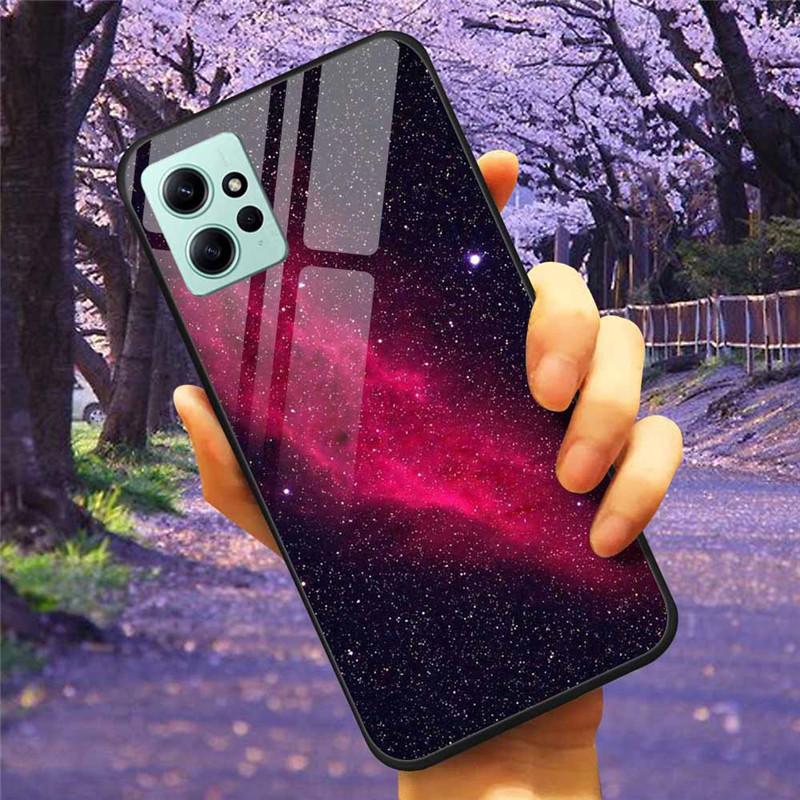 For Xiaomi Redmi Note 12 4G 2023 Case Tempered Glass Starry Marble Hard Back Protective Cover for Redmi NOTE 12 Note12 4G Global