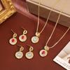 Zircon Pendant Necklace & Gold-Plated Earrings Set - Fashionable Goddess Style
