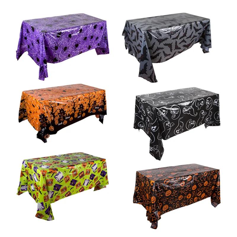 Halloween Decoration Tablecloth,Disposable Pumpkin Spider Web Bat Plastic Table Cover,Halloween Party Home Table Decor