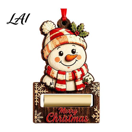 Holiday Hanging Decor Christmas Wooden Money Holder Ornament Santa Reindeer Snowman Elf Cash Holder Xmas Tree Gift Decoration