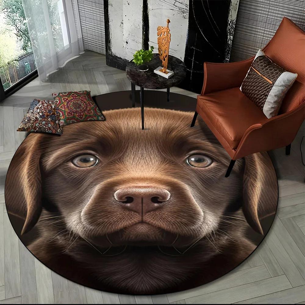 Cute Dog Samoye,Chihuahua,Koki Pomeranian Cartoon Round Carpet Rug for Living Room Bedroom Decor,kids Pet Area Rug Non Slip Mat