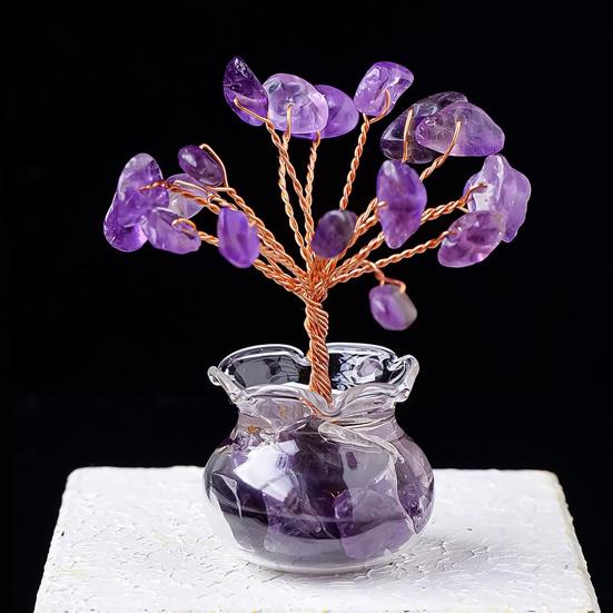 Künstlicher Kristall Geldbaum Figur, Handgefertigte Heilende Naturstein Reichtum Baum Statue, Künstlicher Edelsteinbaum für Heim Büro Tisch Feng Shui Dekor