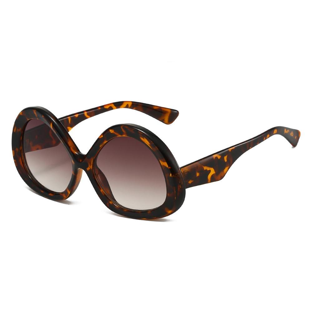 New Luxury Leopard Gradient Oval Women Sunglasses  Retro Personality Punk Hip Hop Style Men Sun Glasses Uv400