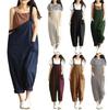 Strampler Damen Lang Jumpsuit Latzhose Ärmellos Schultergurt Knöpfe Lässig Locker Playsuit Overalls mit Taschen Übergröße Jumpsuit