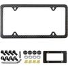 Aootf Real Carbon Fiber License Plate Frame, Stainless Steel Base Slim Edge | Genuine Carbon Cloth Wrapped, Rustproof Heavy Duty Metal Holder, 1 Pack
