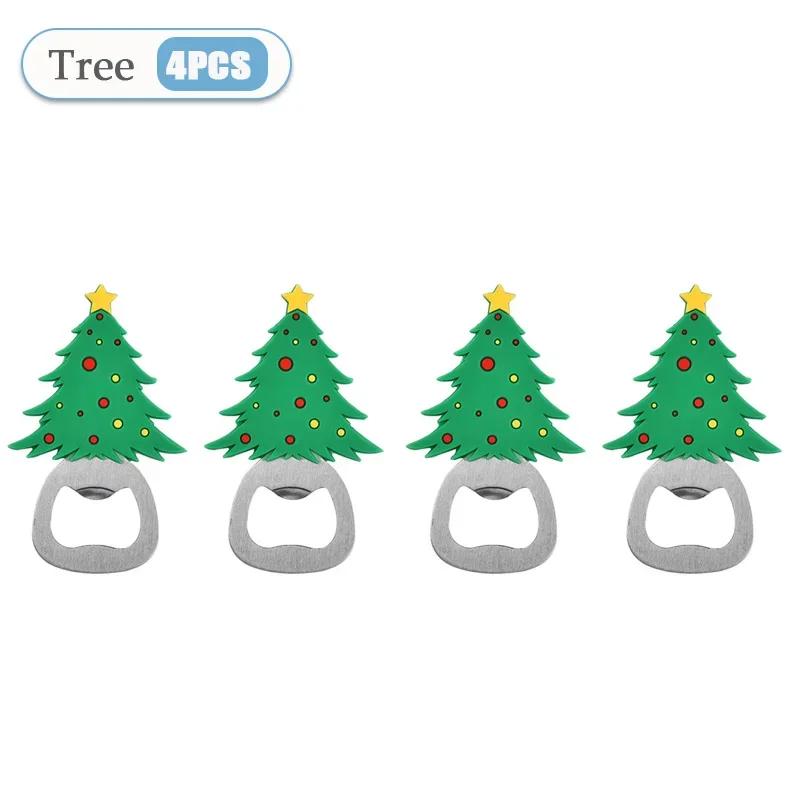 Christmas Magnetic Bottle Opener Santa Claus Beer Eagle Silicone Refrigerator Magnet Kitchen Tool Holiday Party Gift Decoration