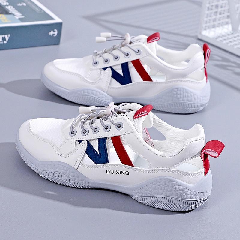 Kleine weiße Schuhe Damen neu Sommer hohl atmungsaktiv Sport- und Freizeitschuhe Bergsteigen Tourismus Höhlensandalen Damen