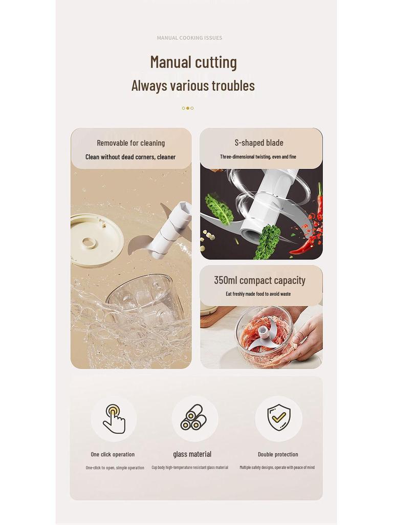 Rechargeable Mini Electric Garlic Masher & Baby Food Blender - Kitchen Utensil & Meat Grinder.