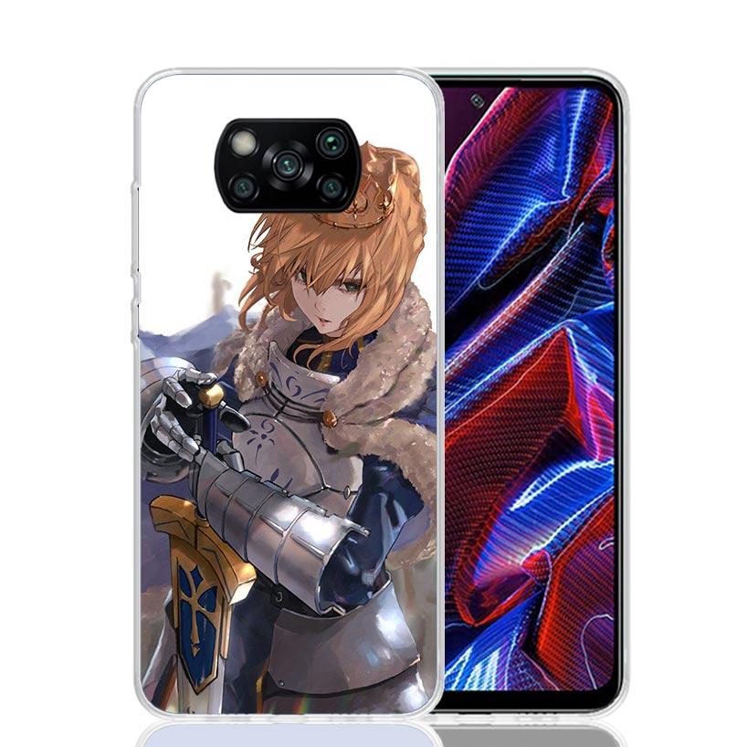 Fate Zero Stay Night Saber Phone Case For Xiaomi Poco X7 X6 X5 Pro F7 Ultra Redmi 15C 15 13 13C 12 12C 10 10A 10C 9 9A 9C 9T Cov