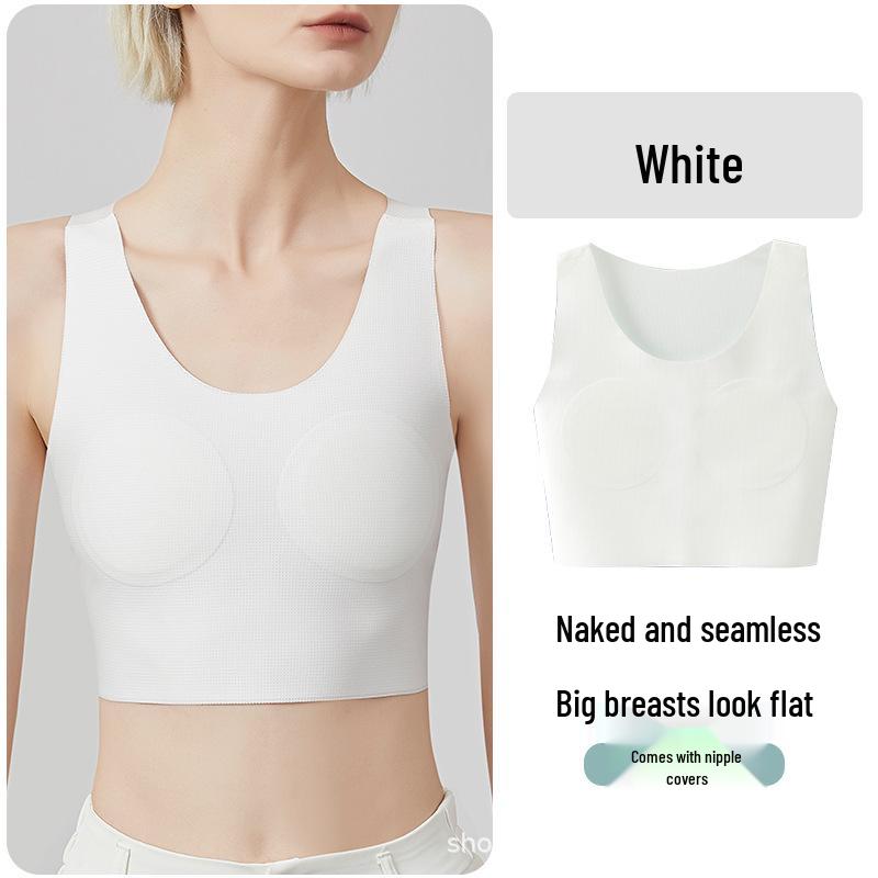 Damen Brustbinde Tanktop - Anti-Nippel, Minimiert Große Brüste, Stoßfest für Sport, Reißverschluss-Stil, Dünn, Brustwickel.