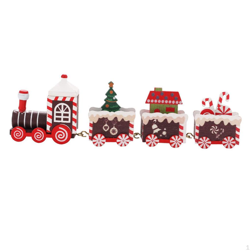 christmas Wooden Train Ornament, Decoration, Xmas Desktop Trains Ornaments, for Indoor,