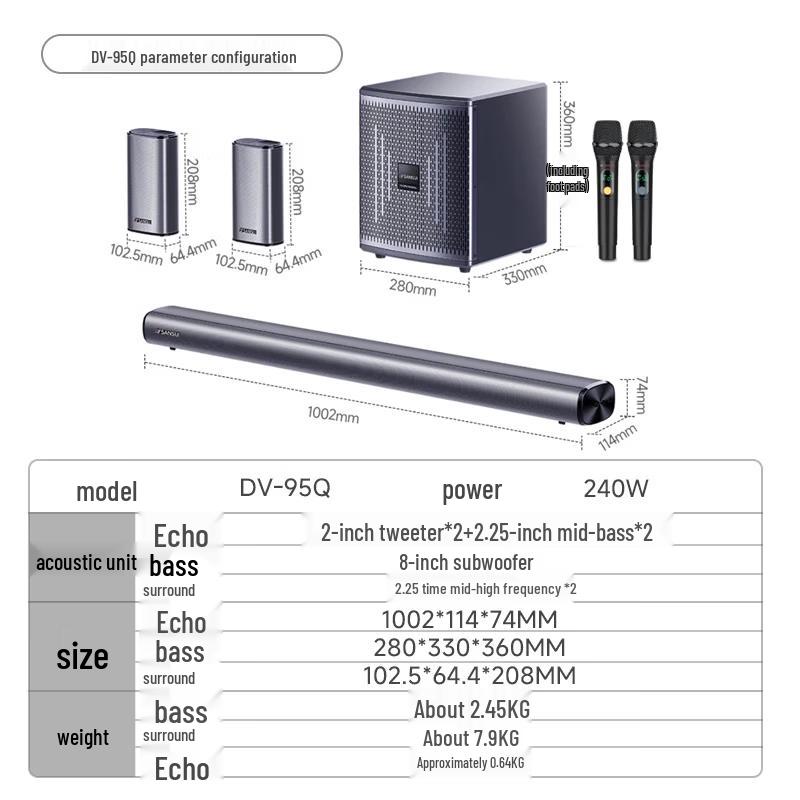 SANSUI DV-95Q Soundbar Home KTV System CN plug (adapter included)
