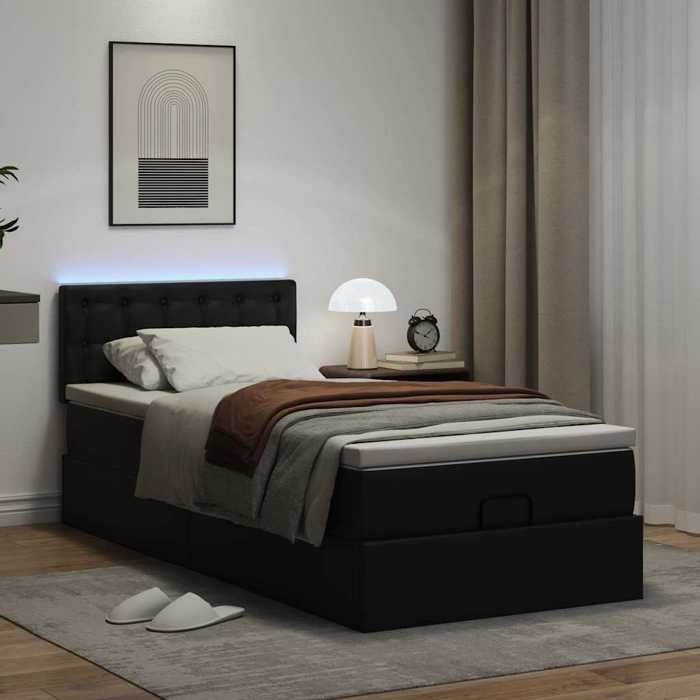 Maison Exclusive - Cadre de lit ottoman avec matelas noir 90x200 cm similicuir
