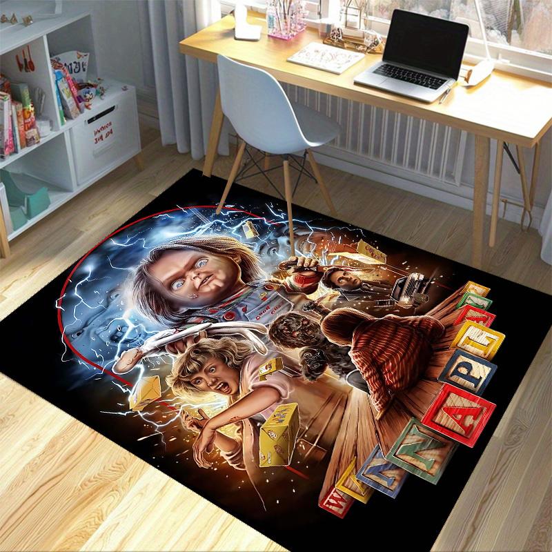 1pc Child's Play Chucky Office Carpet, Non Slip Rug with Anime Cartoon Design Perfect Gift, Suitable for Home Decoration, Living Room, Bedroom, Game