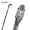Silver Harts Varghuvud Trärot Gåkäpp Mode Dekorativ Stålstav Gentleman Elegant Cosplay Käpp Knopp Biskopsstav 93cm