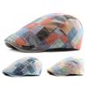 Fashion Men Women Plaid Cotton Newsboy Hat Flat Cap Adjustable Beret with Visor