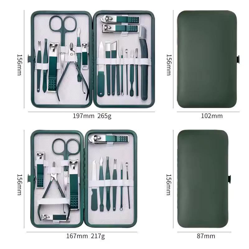 7/10/12/18Pcs Manicure Set Stainless Steel Nail Cutter Fingernail Clippers Trimmer Eyebrow Scissor Tweezers Ear Spoon Facial Car