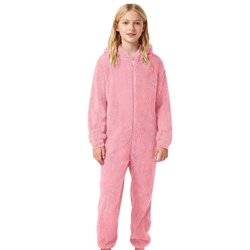 Kinder Modischer Lässiger Fleece-Jumpsuit