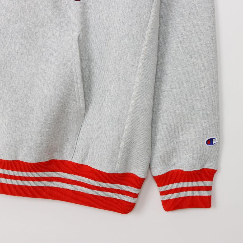 Parka Long Sleeve Brushed Lining Embroidery Stained Print REVERSE Hooded Sweatshirt Silver Gray X Maroon [Champion] 11.5oz WEAVE(R) C3-A121 Men's