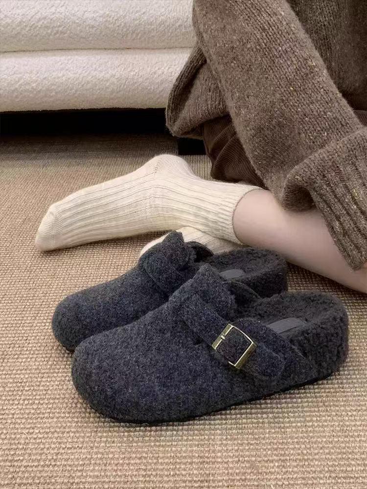 Women's Thick-Soled Birkenstock-Inspired Closed-Toe Slippers - 2025 Autumn/Winter Collection, Slip-On Loafers